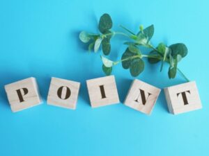 青背景のPOINT木製ブロック